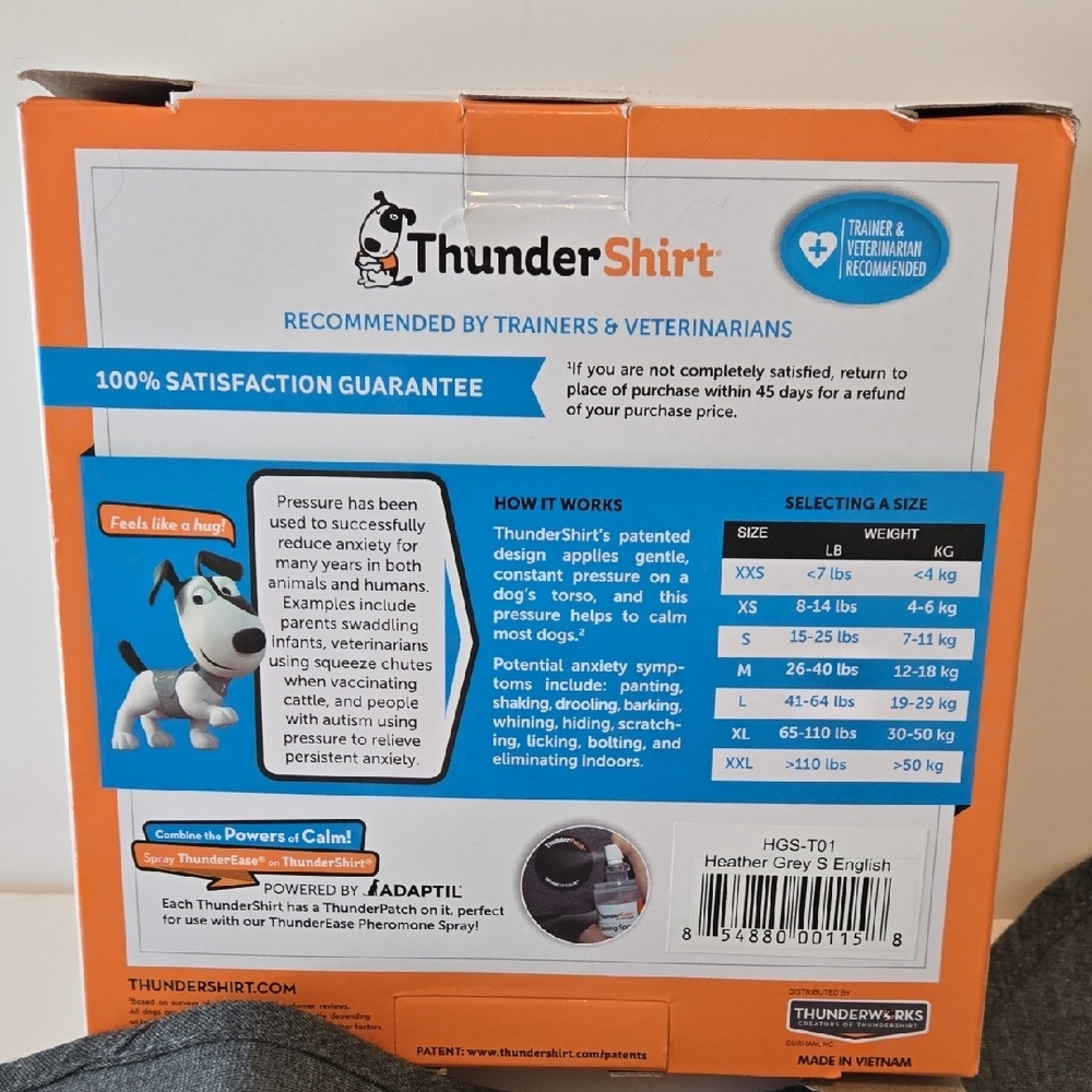Thundershirt Heather Gray Calming Dog Wrap • Size S • Like New - Picture 4 of 7